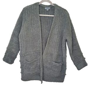 Barefoot Dreams CozyChic Boardwalk Cardigan Gray Green Size Large Plush